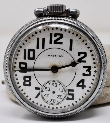 Vintage c. 1940 Waltham Railroad Style Watch Model 1609 9j 16s - To Fix
