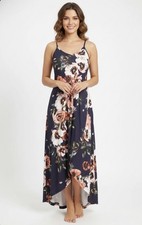 Floral Dress Women's Small Red Blue Multi-Colored Maxi