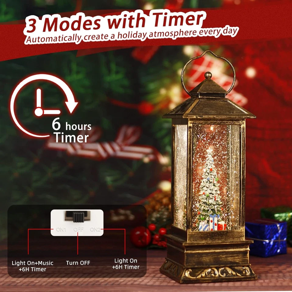 Globo de Nieve Decoraciones de Linterna de Navidad, Musical Globo de Nieve Linterna con Remolino Foto 3 de 4