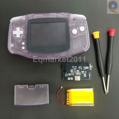 GBA IPS LCD Backlight Kit Drop in 1800mAh batteries with shell