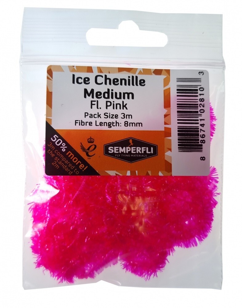 Ice Chenille Fritz 8mm Medium Fl Pink - Fly Tying Materials