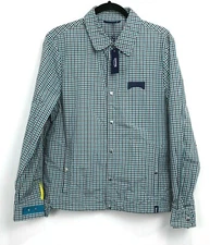 VILEBREQUIN Green Check Lightweight Snap Button Shirt Jacket SMALL NWT