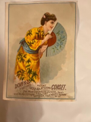Victorian Adv Trade Card-Down's Corset-Mrs JB Hartranft ~ Bay City, Mich~CS308