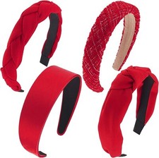 Taiyin 4 Pcs Red Headband Accessories Knotted Criss Cross Lovely