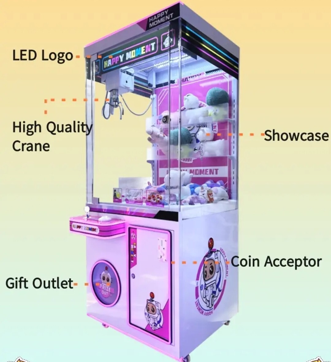 Happy Momment, Lucky Claw Machine Prize,Skill Redemption Vending
