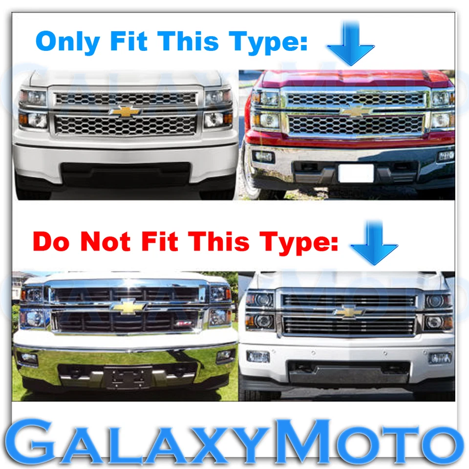 14-15 Chevy Silverado 1500 favo de mel cromado grelha de tarugo inserção de sobreposição - Imagem 4 de 4