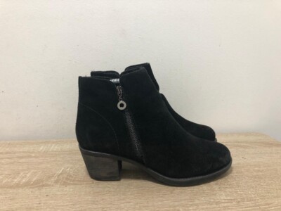 SHUROPODY LADIES BLACK SUEDE BOTH SIDE ZIP ANKLE BOOTS SHOE UK SIZ EUR 39  AB61 UK