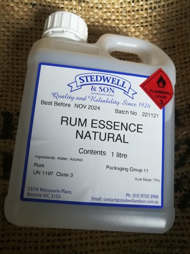 NATURAL RUM ESSENCE FLAVOUR 1L BY STEDWELL - FREE POST (EXP NOV 2024) - Picture 1 of 1