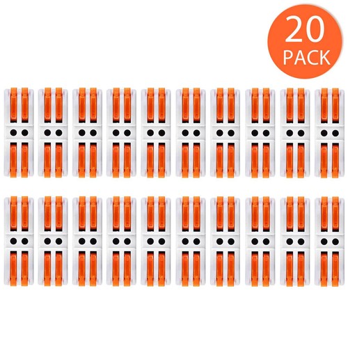20Pcs Wire Connectors 2 Conductor Compact Splicing Electrical Push-in 28-12 AWG