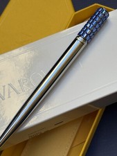 Image of Swarovski Lucent Ballpoint Pen Chrome And Sapphire Blue Crystals