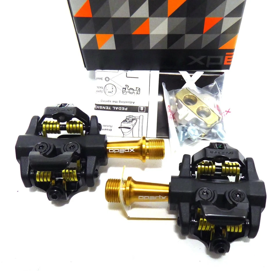 Pedais Xpedo CXR Pro, dupla face sem clipes, titânio, ouro/preto - Imagem 3 de 3