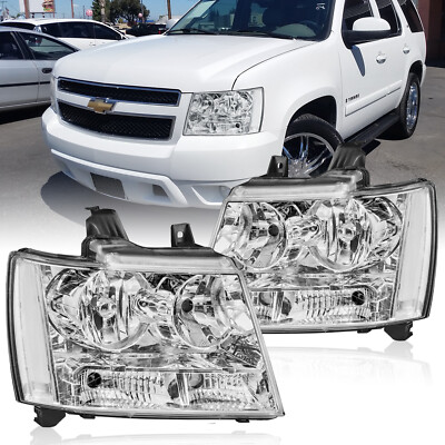 #ad Pair Chrome Housing Clear Corner Headlights For 2007 2014 Chevy Tahoe Suburban $70.88