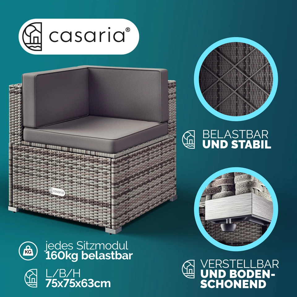 CASARIA® Gartenlounge Gartenmöbel Set Polyrattan ️Wetterfest Auflagen Sitzgruppe - Bild 4 von 4