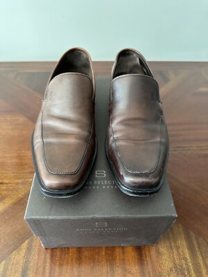 $990 Hugo Boss Brown Leather Men's Shoes US UK EU 42