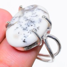 Dendritic Opal Gemstone Handmade 925 Sterling Silver Jewelry Ring Size 6 US 