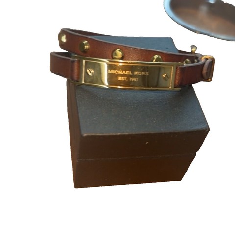 MICHAEL KORS GOLD TONE BROWN LEATHER WRAP AROUND BRACELET | eBay