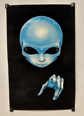 Vintage 1996 Alien Blacklight Velvet Poster ~22