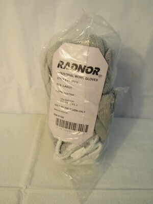 Radnor Industrial Work Gloves Size Large 100% Cotton 12 Pairs 64057211 Gray