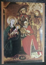 vtg postcard Master Szmrecsany  Altar 3 Magi icon Budapest art unposted