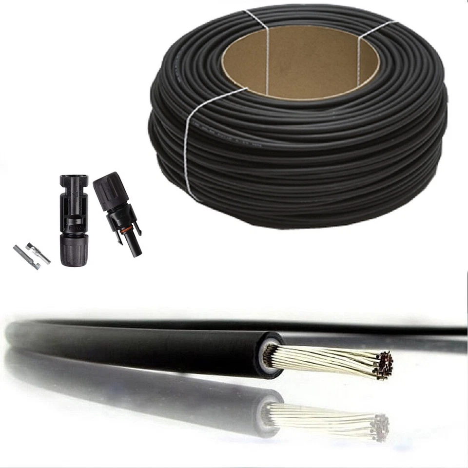 Cable fotovoltaico de panel solar clasificación CC 4 mm² y 6 mm² + conector MC4 cable crimpado rojo/negro - Imagen 2 de 4