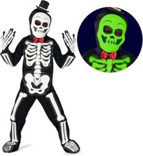 Kids Glow in the Dark Skeleton Costume Boys Girls Halloween Jumpsuit 4 - 6 yrs