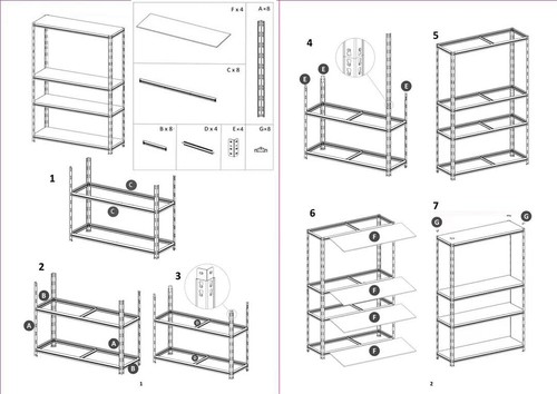 Unidad de acero de almacenamiento de estanterías de garaje de 4 niveles sin tornillos 150X75X30 CM MND - Imagen 5 de 11