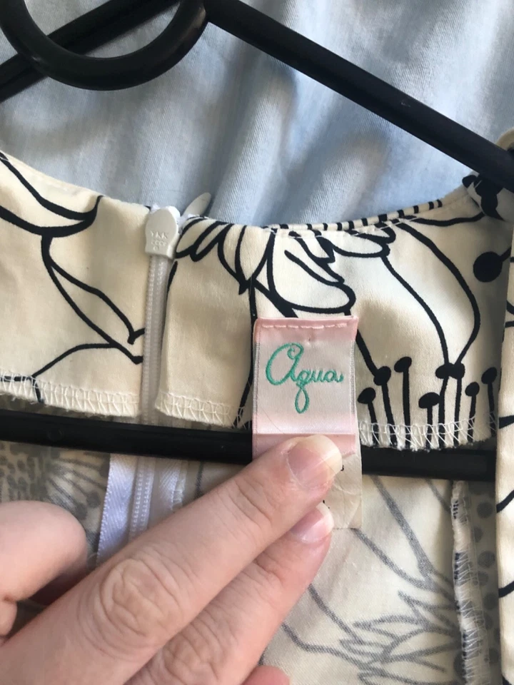 Vestido Lápiz Largo, Marca Aqua Macy’s, Blanco y Negro, Estampado Floral Abstracto Foto 2 de 3