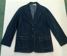 vintage blue jean denim two button blazer with front pockets top stitching
