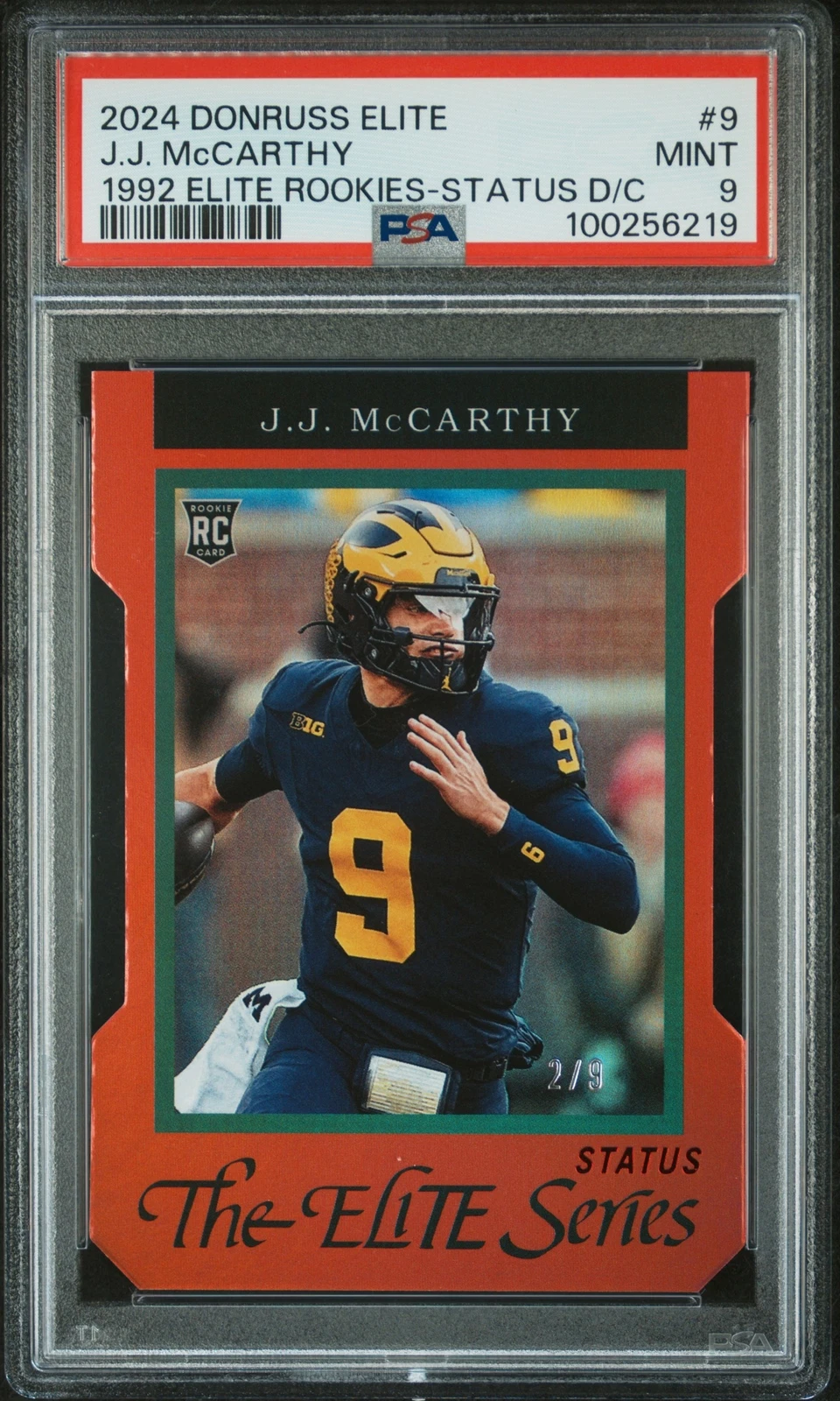 JJ McCarthy Panini Donruss Elite 1992 Elite Rookies #9 Status Die-Cut