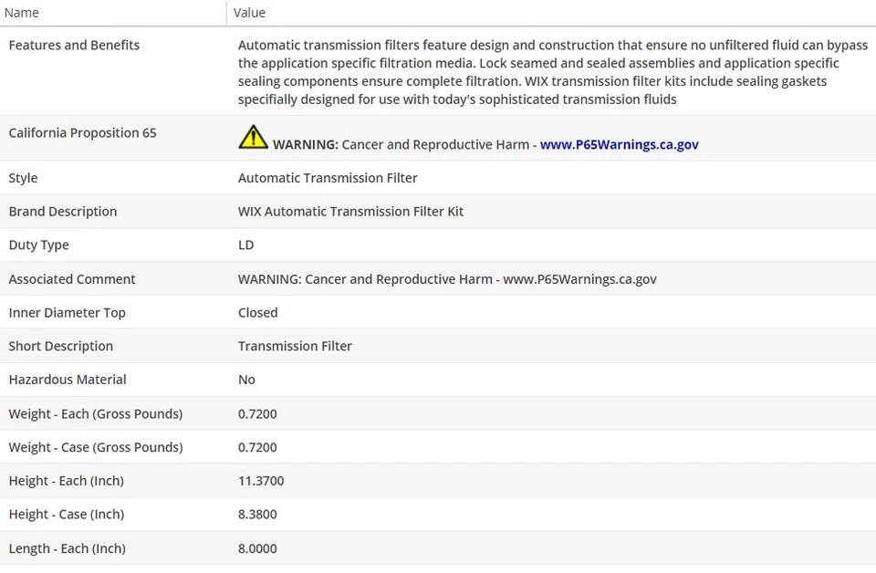OEM Type Oil Filter WIX for FORD F-450 SUPER DUTY 1999-2003 V8-7.3L - Image 3 of 4