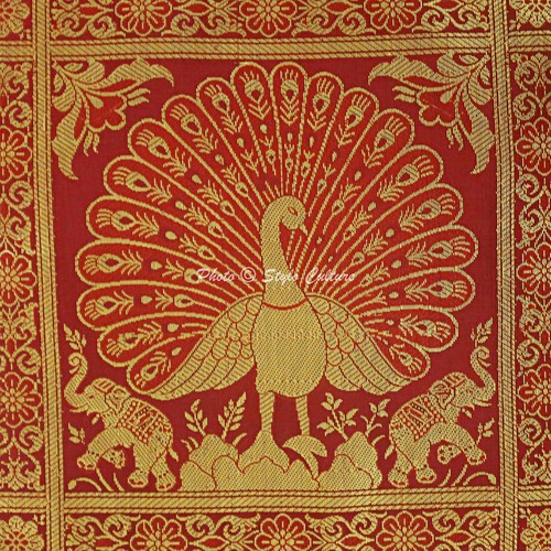 Peacock Brocade Cushion Cover Indian Handmade Throw Sofa Pillow Case Cover 12" - Picture 16 of 46