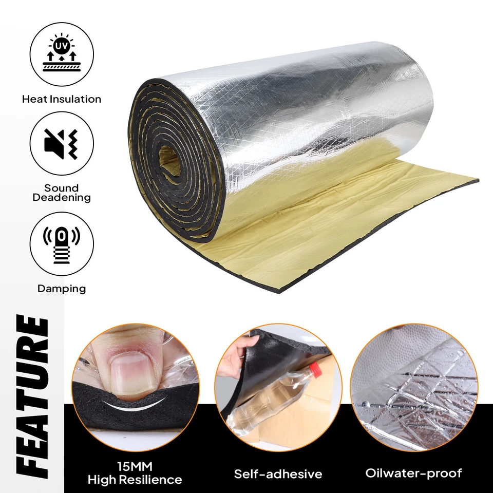 3/8" Automotive Heat Shield Insulation Mat Sound Deadener Material for Cars Foto 2 de 4