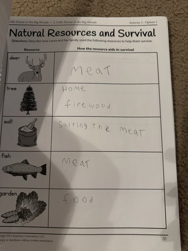 Moving Beyond the Page 8-10 Language Arts Little House In The Big Woods Workbook - Picture 6 of 7