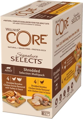 Wellness CORE Signature Selects, 8 X 79G, Shredded Selection Mix, Wet Cat Food,