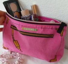 Estee Lauder Cotton Zipper Pouch Pink Cosmetic Makeup Bag Lipstick Print