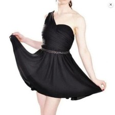 Express Women's One Shoulder Chain Belted Party Cocktail Dress Size 8 Black