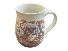 Vintage Otagiri Mug Hand-Painted Stoneware Owl & Squirrel In Wildlife Coffee Cup