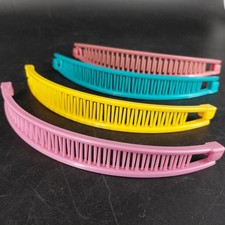 Vint Banana Hair Clips Barrettes Women Multicolor Pastel Plastic Side Comb Set 4