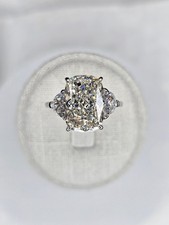 Three Stone Zircon Engagement Ring 925 Sterling Silver Wedding Ring size 6