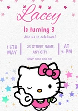 YOU PRINT Birthday Invitations Personalised DIGITAL FILE Hello Kitty