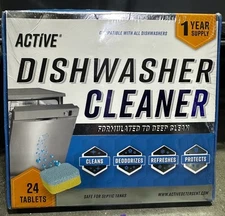 Active Dishwasher Cleaner And Deodorizer Tablets - 24 Pack Deep Cleaning