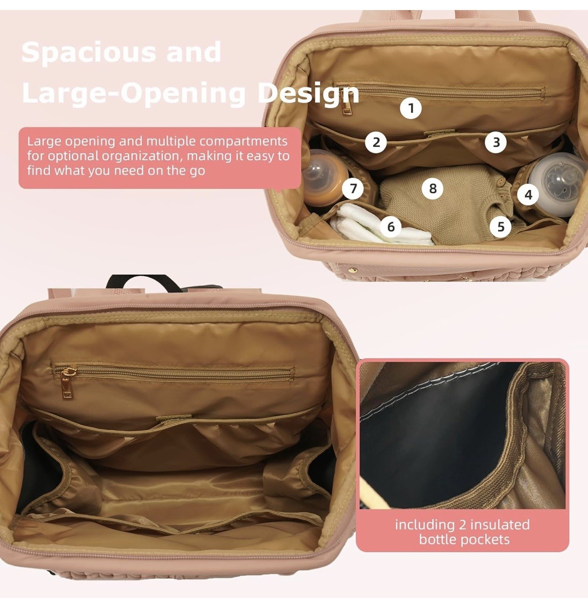 Diaper Bag Backpack, Lightweight, Multi Function Diaper Bag With Changing Pad View 3
