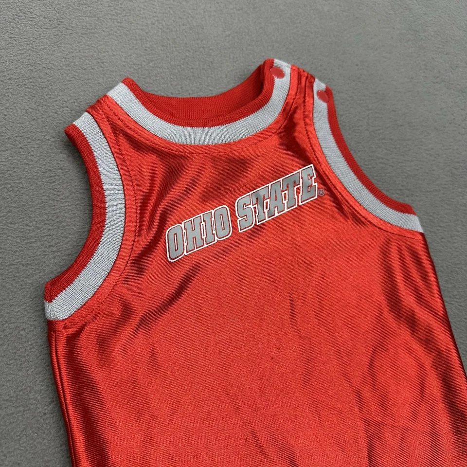 复古 Starter Ohio State 婴儿连身裤 3-6 个月红色无袖 NCAA 球队服装 — 第 2/4 张图片