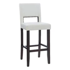 Linon Vega 30.5" White Faux Leather Upholstery Wood Bar Stool Dark Espresso