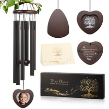 Memorial Wind Chime for Loss of Loved One, Sympathy Gift with Photo Frame for...