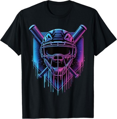 Baseball Catcher Mask Paint Dripping Baseball Fan Young Boys T-Shirt