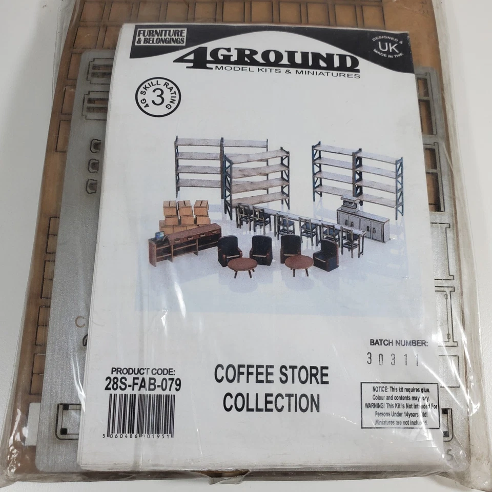 4Ground Miniature Terrain Coffee Store Collection Shelves Chairs Models New - Image 2 of 4