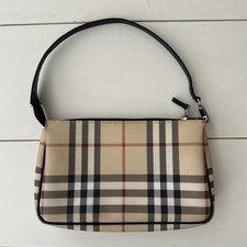 Vintage BURBERRY Bag Beige Nova Check Handbag Y2k 90s Pochette T-02-2 RARE