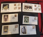 Lot 6 BENHAM 1987 FDC 2 lge 4 sml silks British StudioPottery BLCS26 26b BS25-28