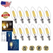 Energy Efficient 12pk E12 LED Chandelier Bulbs, 60W, Natural White, Dimmable